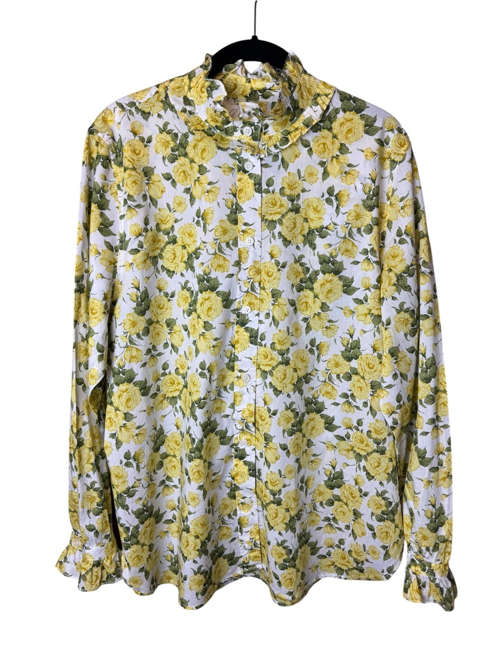 J Crew Liberty Yellow Floral Ruffle Button Up Shirt 18 AW027